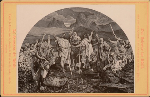 Der Rütlischwur — Stückelbergs Fresko in der Tellskapelle, Reproduktion 1902