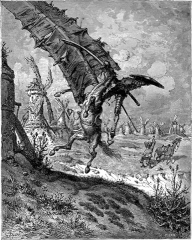 Der Kampf gegen die Windmühlen — Gustave Doré, 1863