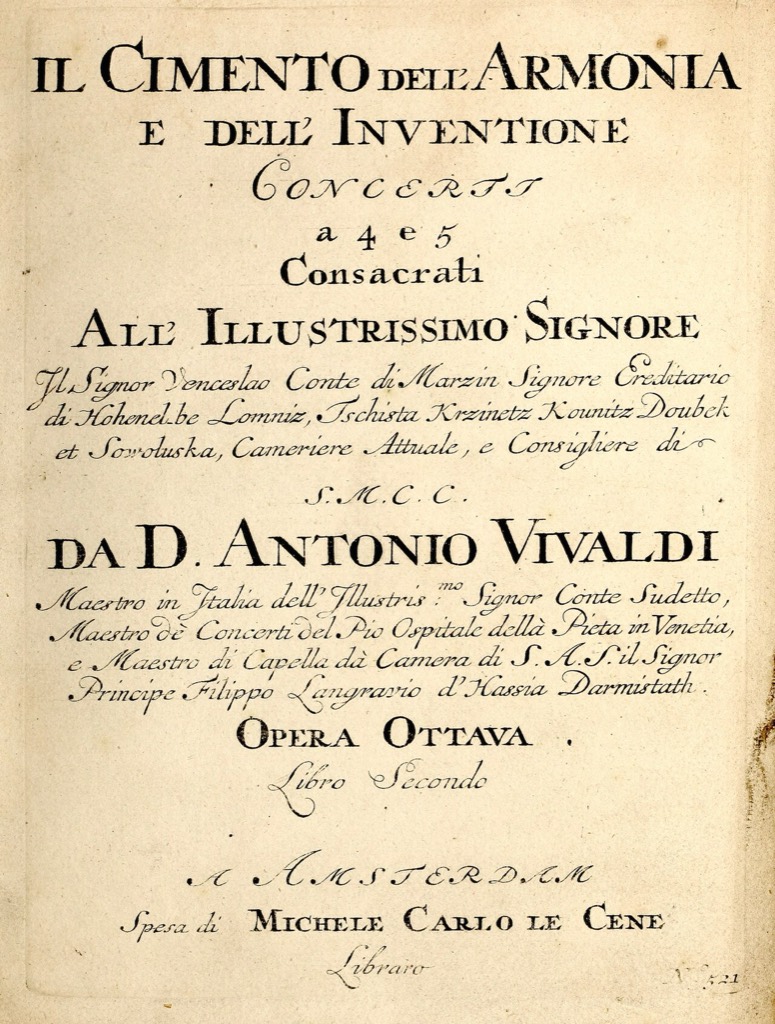 Titelblatt von „Il cimento dell’armonia e dell’inventione“, Amsterdam 1725