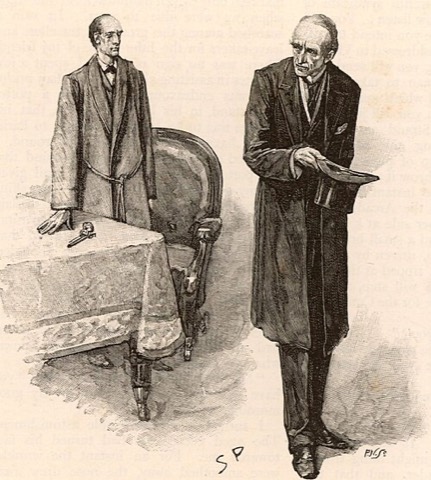 Moriarty besucht Holmes in der Baker Street — Sidney Paget zu „The Final Problem“, 1893