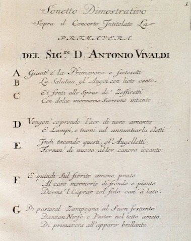 Das Sonett zum „Frühling“ im Druck von Michel-Charles Le Cène, 1725
