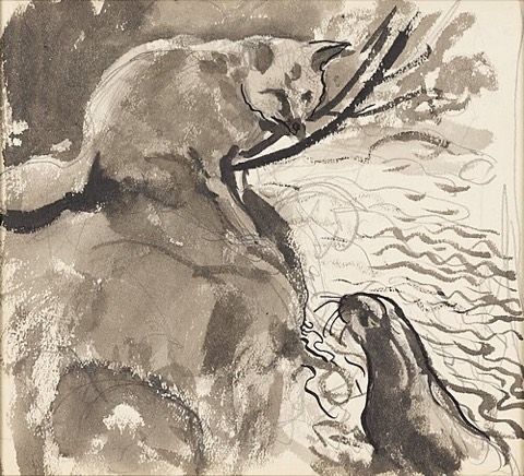 Otter und Fuchs, Studie zu einer Illustration — John Bauer, Nationalmuseum Stockholm