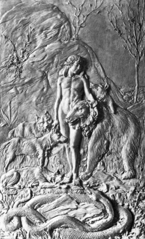 Mowglis Abschied, um 1907 — John Lockwood Kipling zugeschrieben