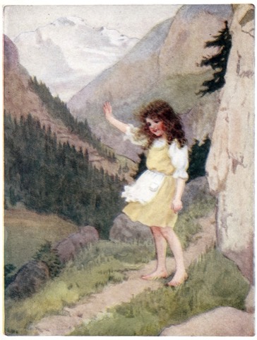 Heidi winkt, bis der Freund nur noch ein Pünktchen ist — Maria L. Kirk, 1919