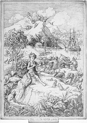 Das Nimmerland, Frontispiz zu „Peter and Wendy“ — F. D. Bedford, 1911