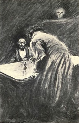 Hyde trinkt den Trank vor Dr. Lanyon — Charles Raymond Macauley, 1904