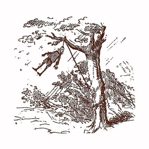Pinocchio an der grossen Eiche, Kapitel 15 — hier sollte die Geschichte ursprünglich enden. Enrico Mazzanti, 1883