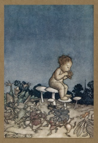 Peter spielt den Feen zum Tanz — Arthur Rackham, 1906