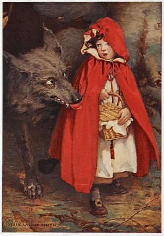 Rotkäppchen und der Wolf — Jessie Willcox Smith, 1911