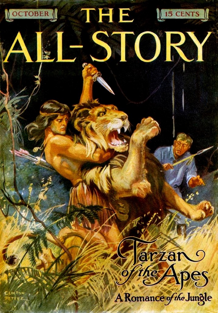 Titelbild der All-Story vom Oktober 1912 mit dem ersten Tarzan-Roman — Clinton Pettee