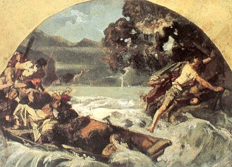 Der Tellsprung im Sturm — Ernst Stückelberg, um 1879