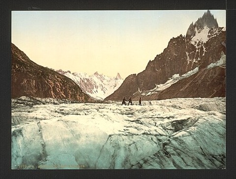Das Mer de Glace bei Chamonix, wo Victor seinem Geschöpf wieder begegnet — Photochrom um 1890–1900