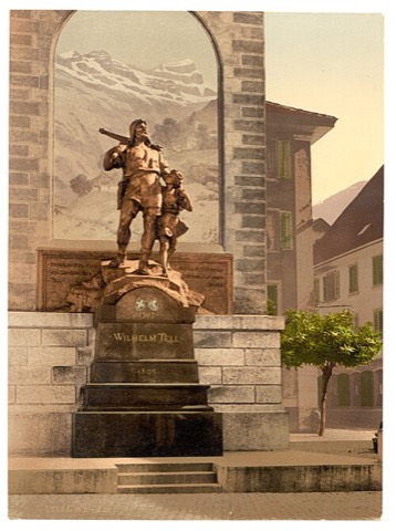 Das Telldenkmal in Altdorf von Richard Kissling, eingeweiht 1895 — Photochrom um 1890–1900