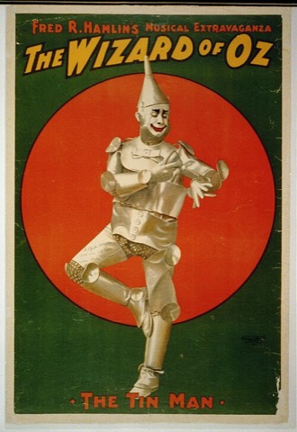 Plakat zum Bühnenmusical „The Wizard of Oz“ mit dem Blechmann, 1903
