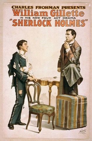 Plakat zu William Gillettes Bühnenstück „Sherlock Holmes“, 1900