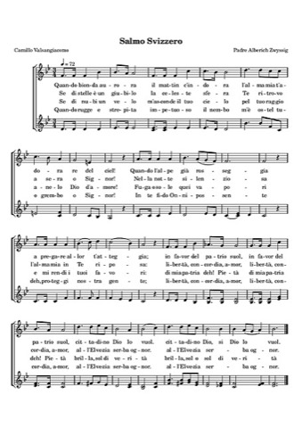 Der Schweizerpsalm mit italienischem Text
