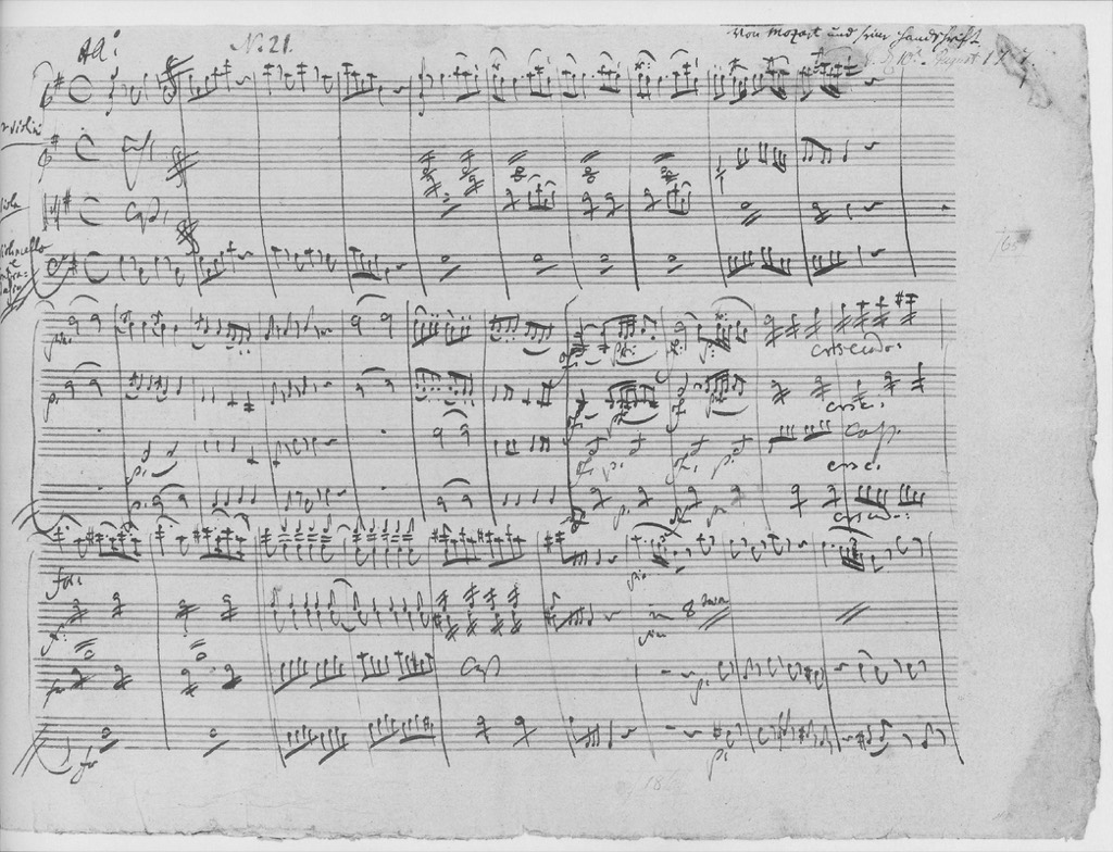 Mozarts Autograph von „Eine kleine Nachtmusik“, datiert 10. August 1787