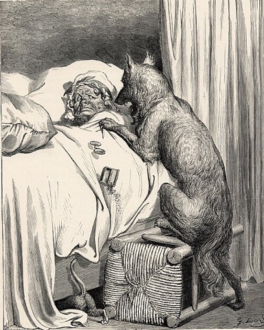 Der Wolf bei der Grossmutter — Gustave Doré zu Perraults Märchen