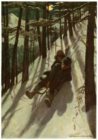 Mit dem Schlitten durch den Winterwald — Jessie Willcox Smith, 1922