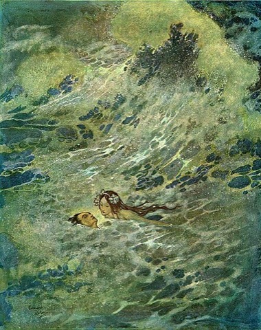 Die kleine Meerjungfrau taucht zum ersten Mal auf — Edmund Dulac, 1911