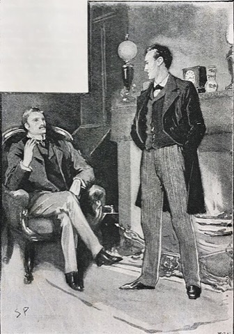 „Then he stood before the fire“: Holmes und Watson in der Baker Street — Sidney Paget, 1891