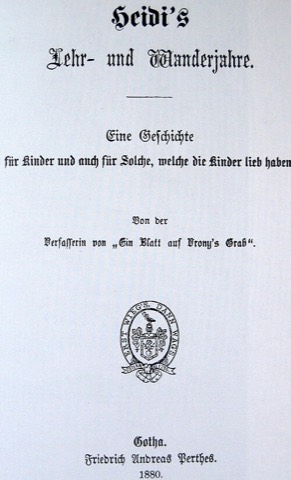 Titelblatt der Erstausgabe, Perthes, Gotha — ohne Namen, „von der Verfasserin von ‚Ein Blatt auf Vrony’s Grab‘“