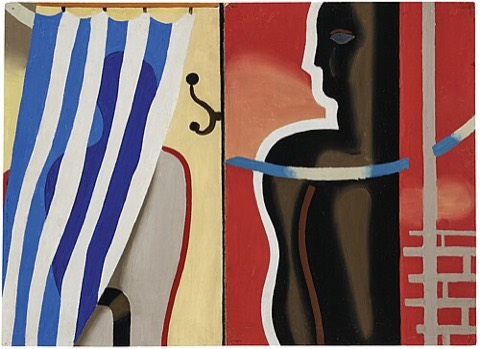 Willi Baumeister, Badende vor roter Fläche, 1930 (Fragment)