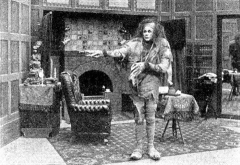 Charles Ogle als Geschöpf im Edison-Film von 1910 — lange für verloren gehalten