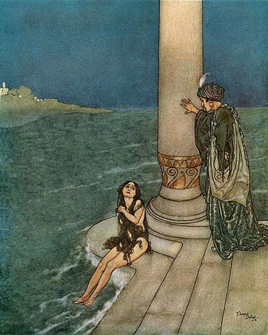 Der Prinz findet sie auf den Marmorstufen — Edmund Dulac, 1911