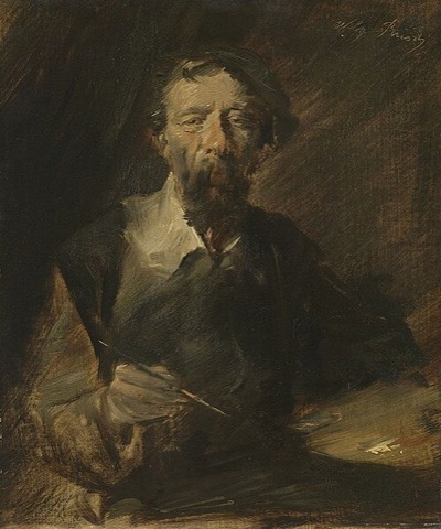 Wilhelm Busch, Selbstbildnis mit Palette, 1875 — Bayerische Staatsgemäldesammlungen