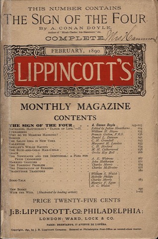 Der zweite Roman, vollständig in Lippincott’s Monthly Magazine, Februar 1890