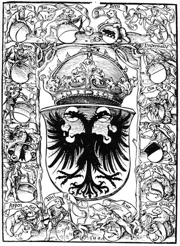Titelblatt von Etterlins „Kronica“, der ersten gedruckten Schweizer Chronik, 1507