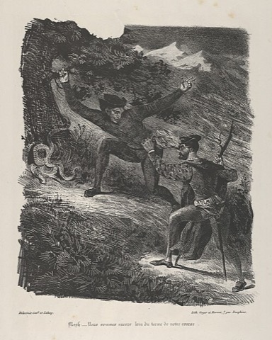 Faust und Mephisto im Harz, auf dem Weg zur Walpurgisnacht — Eugène Delacroix