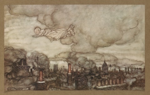 „Away he flew“ — Arthur Rackham, 1906