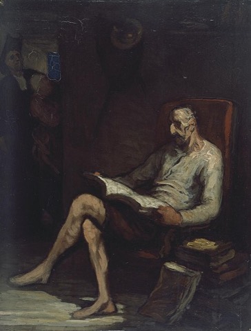 Don Quijote beim Lesen — Honoré Daumier, um 1867